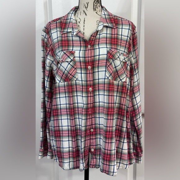 🍂Eddie Bauer Button-Up Plaid Firelight Flannel Shirt🍂 - Picture 1 of 7